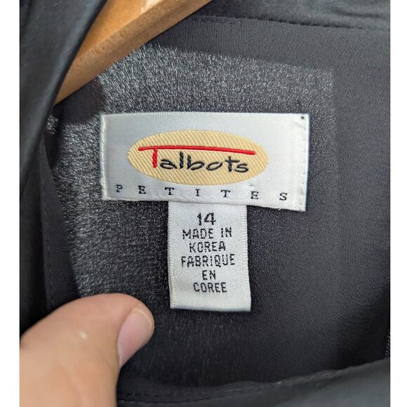 Talbots Petite Black Midi Dress Bow Neck Sleeveless Size 14P Korea Silk Accent - Picture 4 of 5